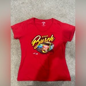 Women's Kyle Busch Red Car‎ V-Neck T-Shirt Joe Gibbs Racing NASCAR XL